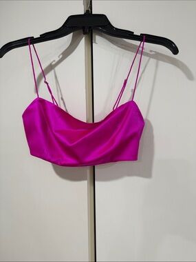 Retrofête Fuchsia Satin Crop Top